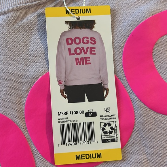 Wildfox Med Sweatshirt Long Sleeve CrewNeck Dogs Love Me orchid petal pink NWT - Picture 14 of 14